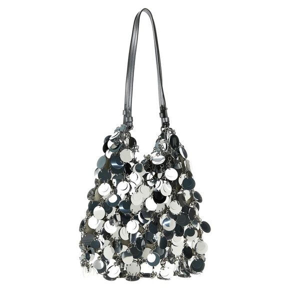 Paco Rabanne Women's Silver Sparkle Discs Large Shoulder Bag - Picture 2 of 4